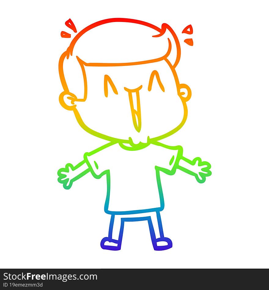 rainbow gradient line drawing cartoon excited man