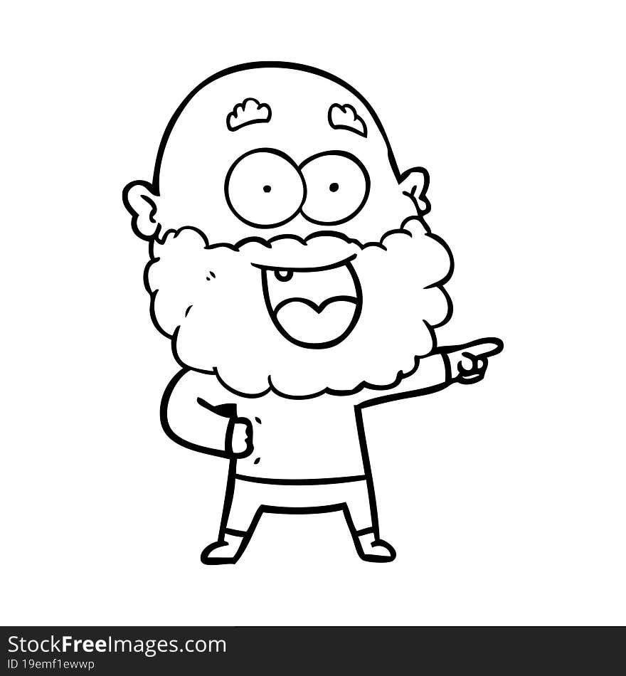 cartoon crazy happy man with beard. cartoon crazy happy man with beard