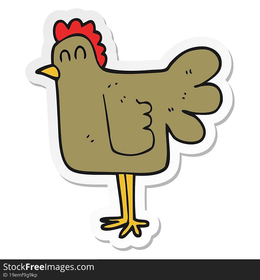 sticker of a cartoon chicken