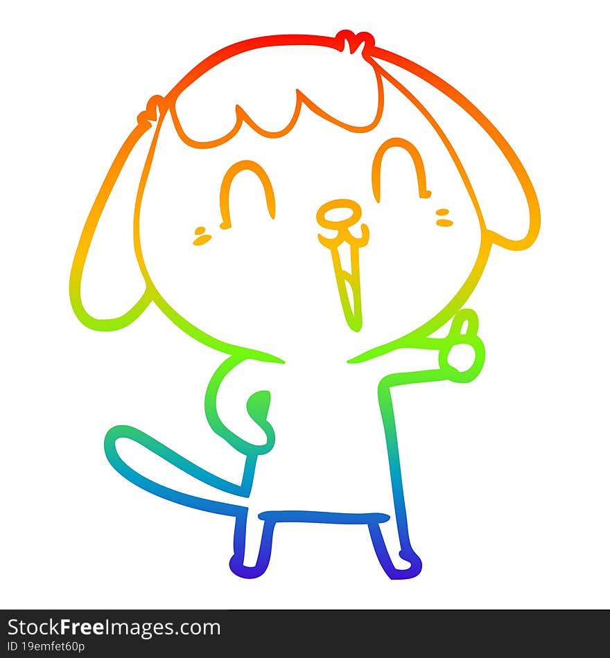 rainbow gradient line drawing of a cute cartoon dog