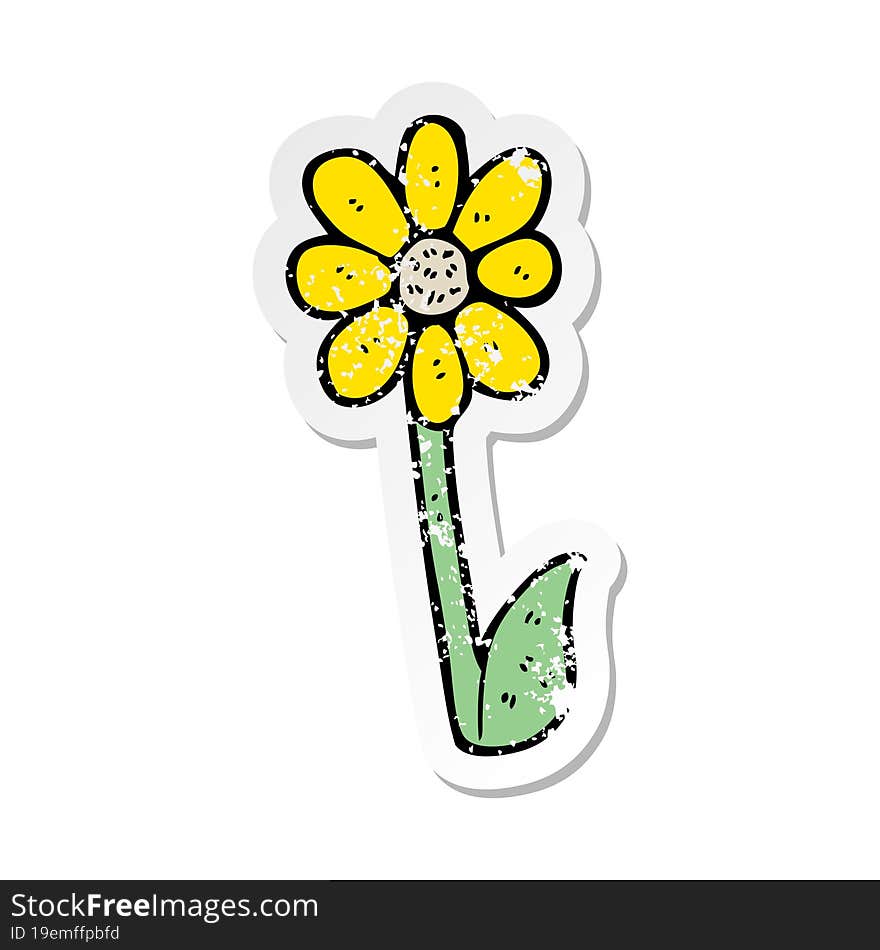 Retro Distressed Sticker Of A Cartoon Flower