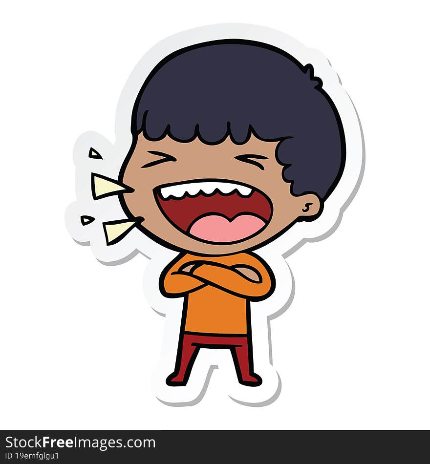 sticker of a cartoon laughing man