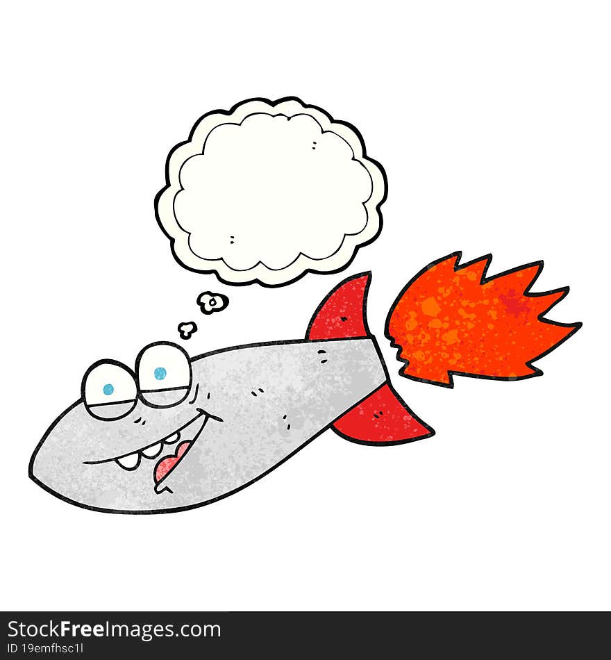 freehand drawn thought bubble textured cartoon missile