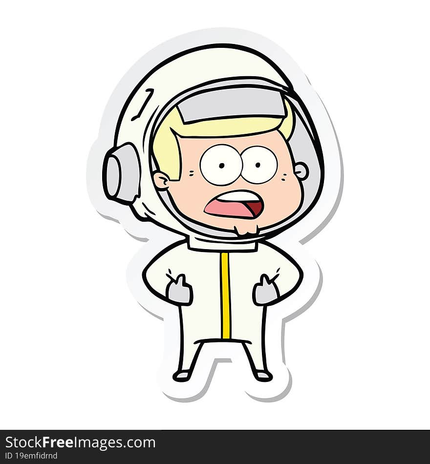 sticker of a cartoon surprised astronaut