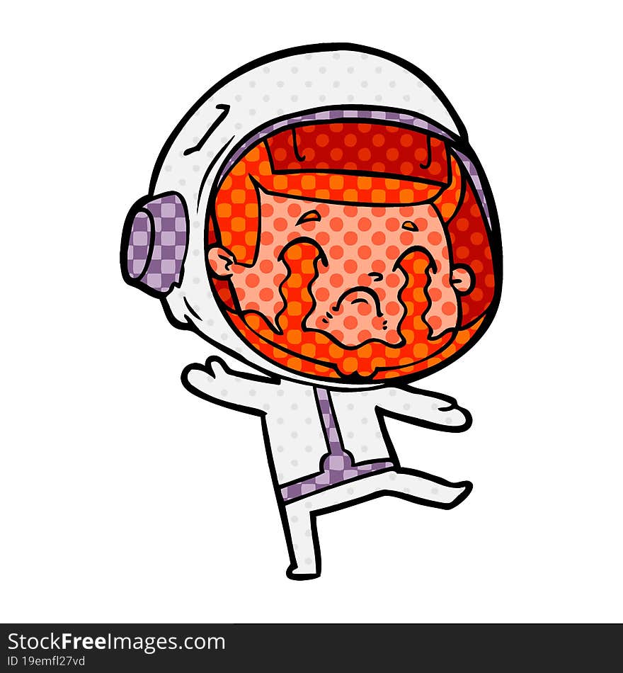 cartoon crying astronaut. cartoon crying astronaut