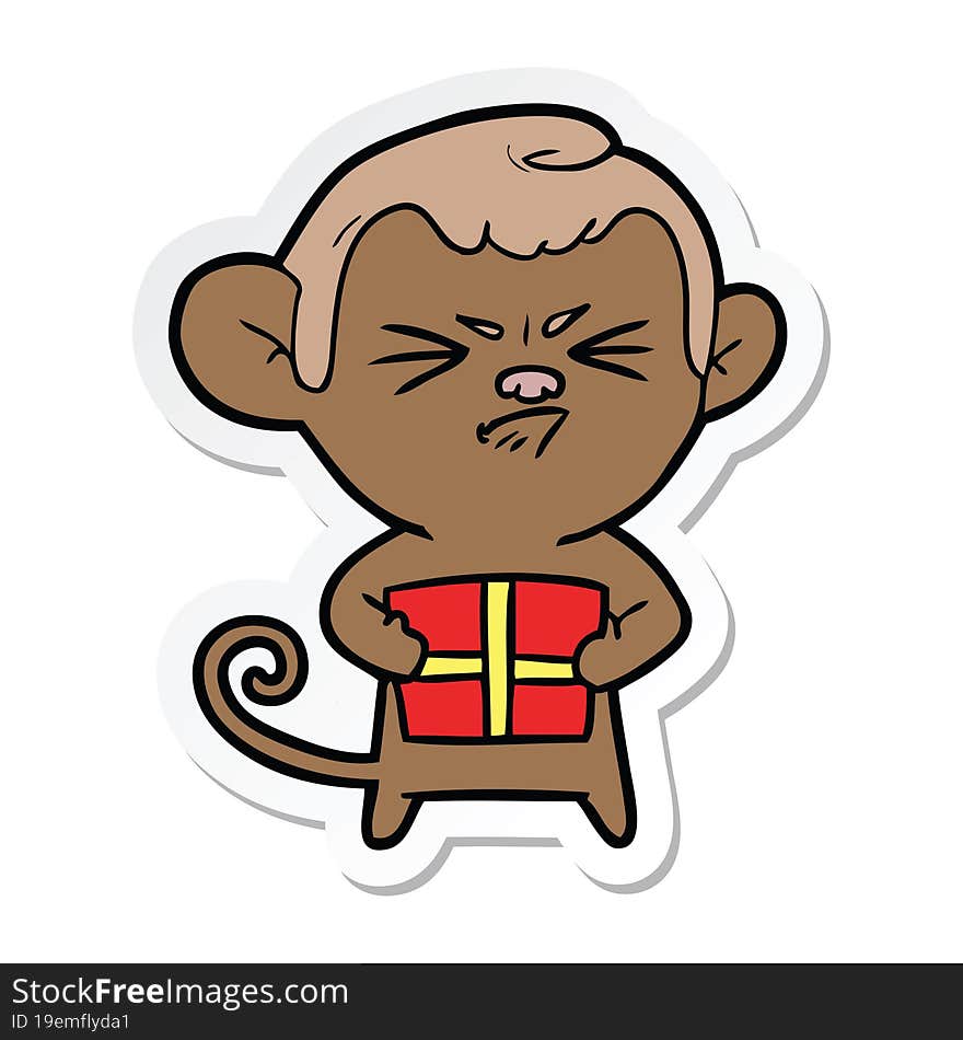 sticker of a cartoon angry monkey