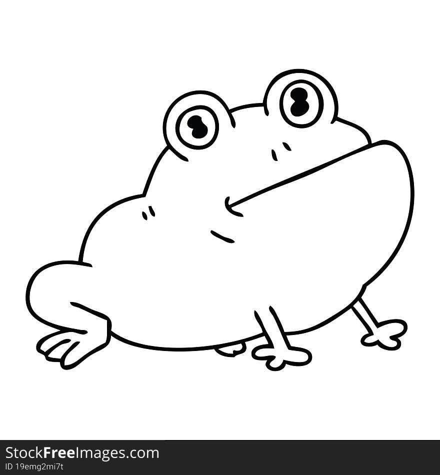 Quirky Line Drawing Cartoon Frog