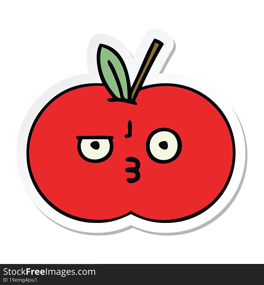 sticker of a cute cartoon red apple