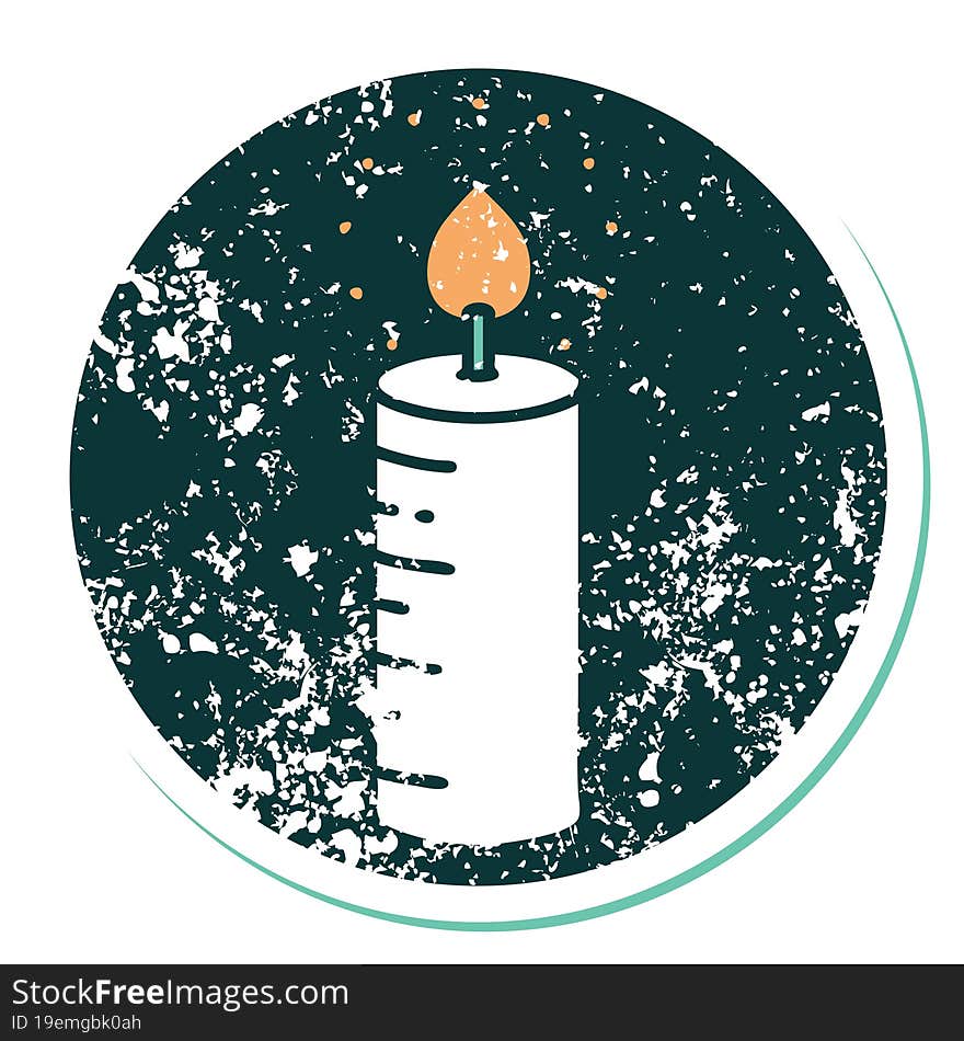 distressed sticker tattoo style icon of a candle