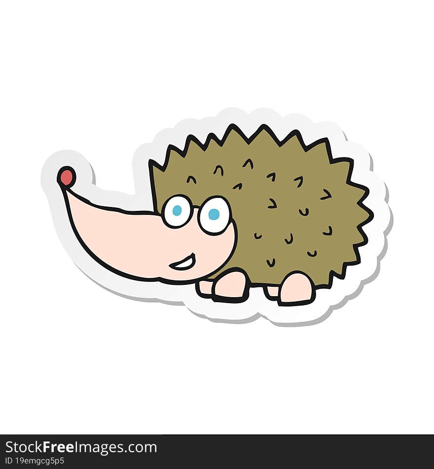 sticker of a cartoon hedgehog