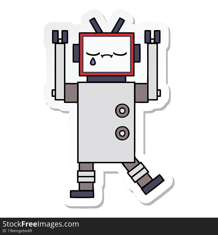 Sticker Of A Cute Cartoon Robot