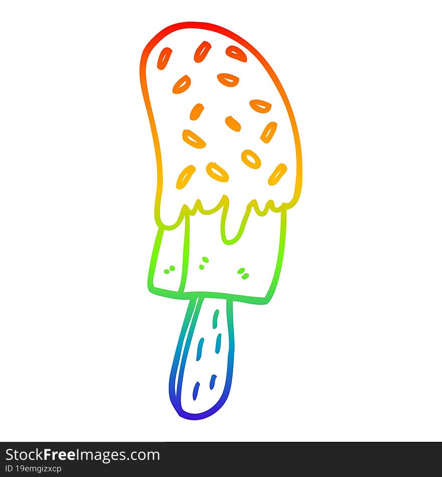 rainbow gradient line drawing cartoon ice cream lolly