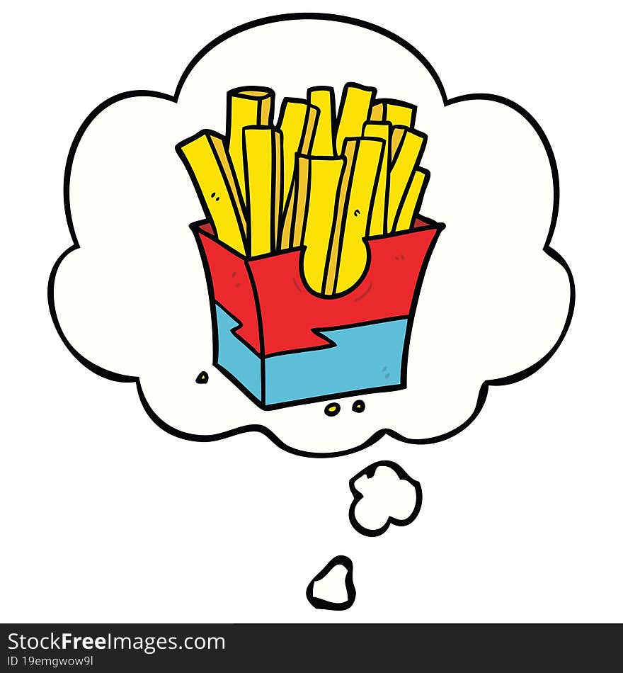 cartoon fries and thought bubble