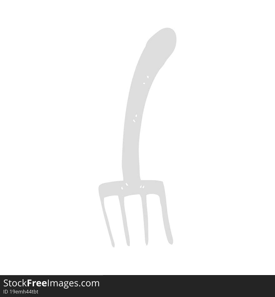 Flat Color Illustration Of A Cartoon Fork