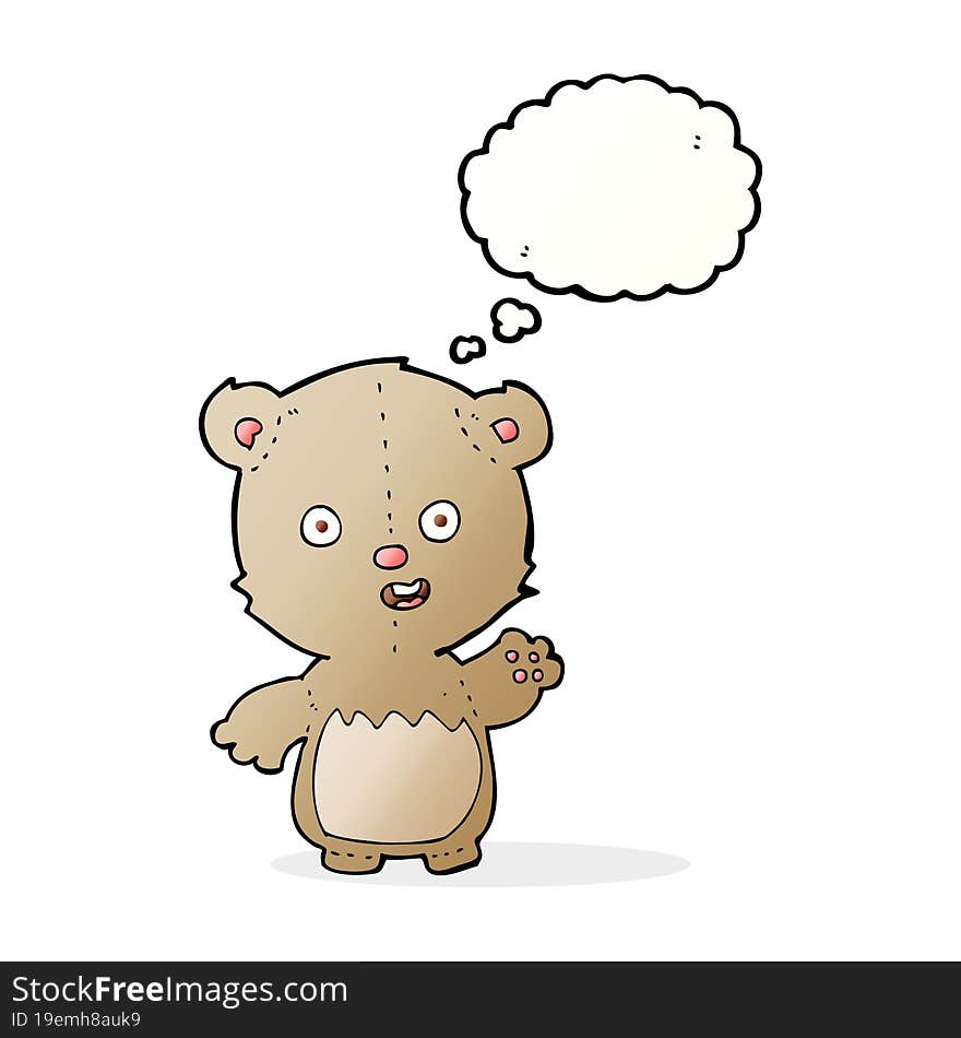 cartoon teddy bear with thought bubble