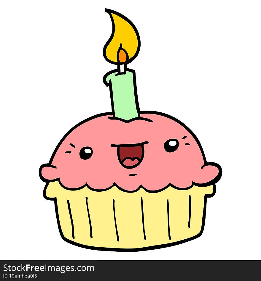 cartoon cupcake with candle