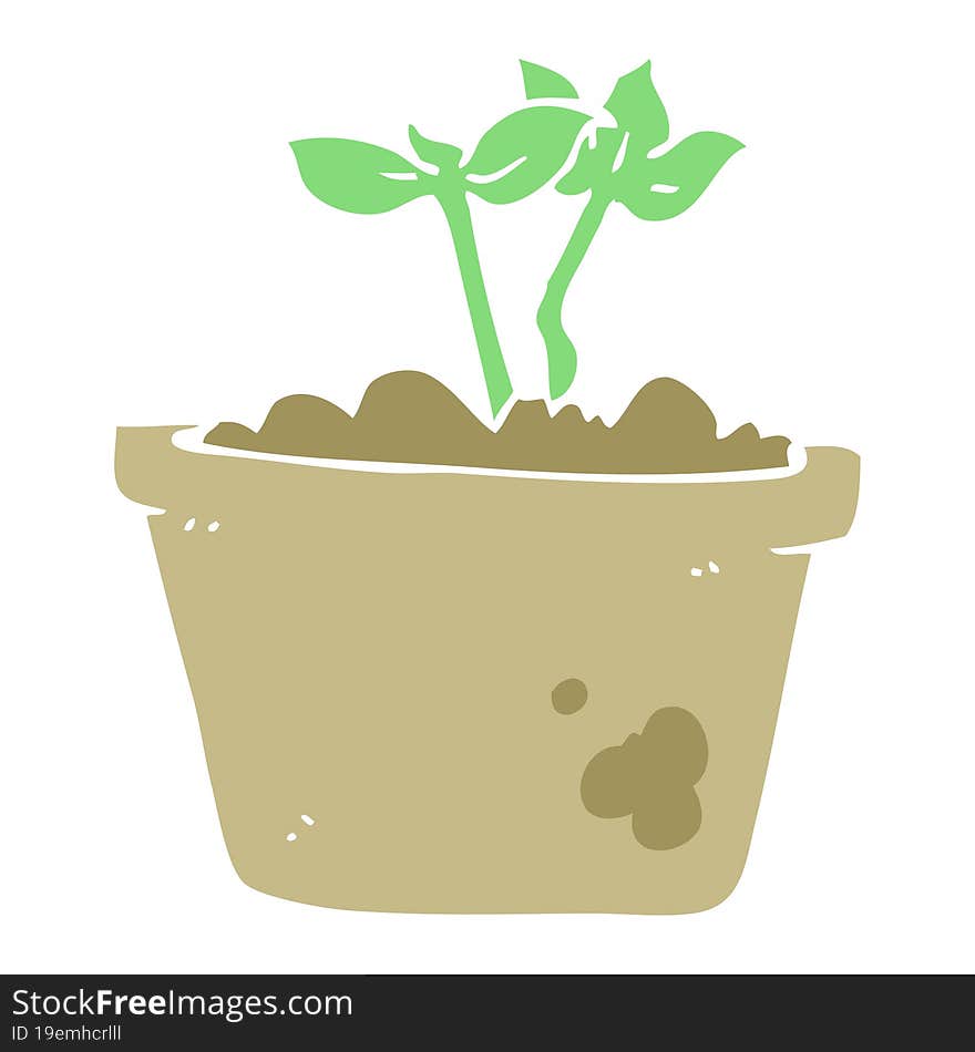 flat color illustration of sprouting plant. flat color illustration of sprouting plant