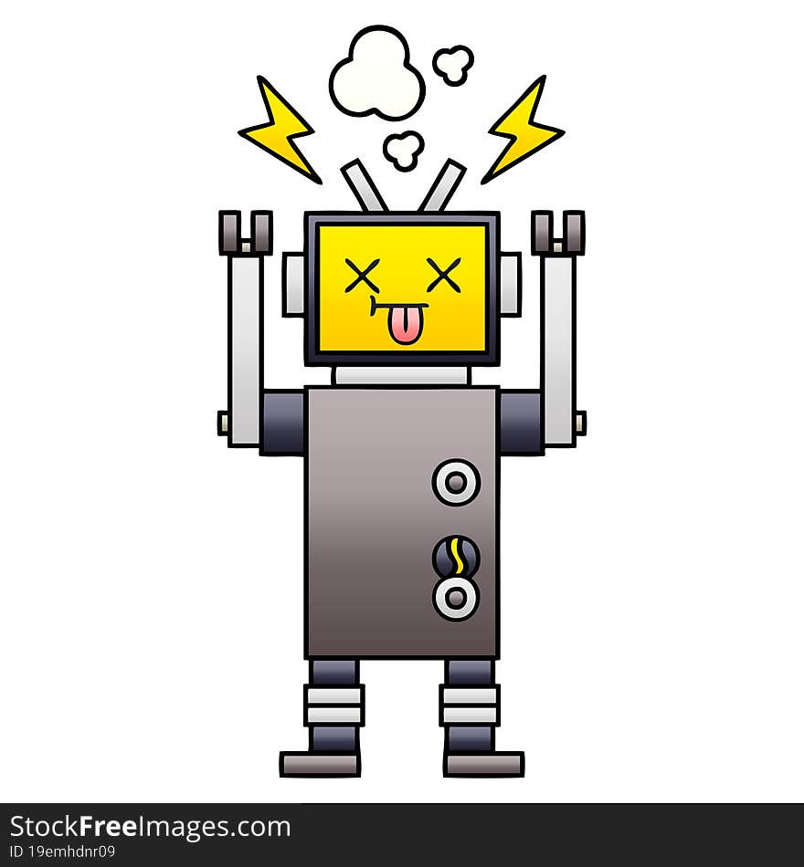 gradient shaded cartoon malfunctioning robot