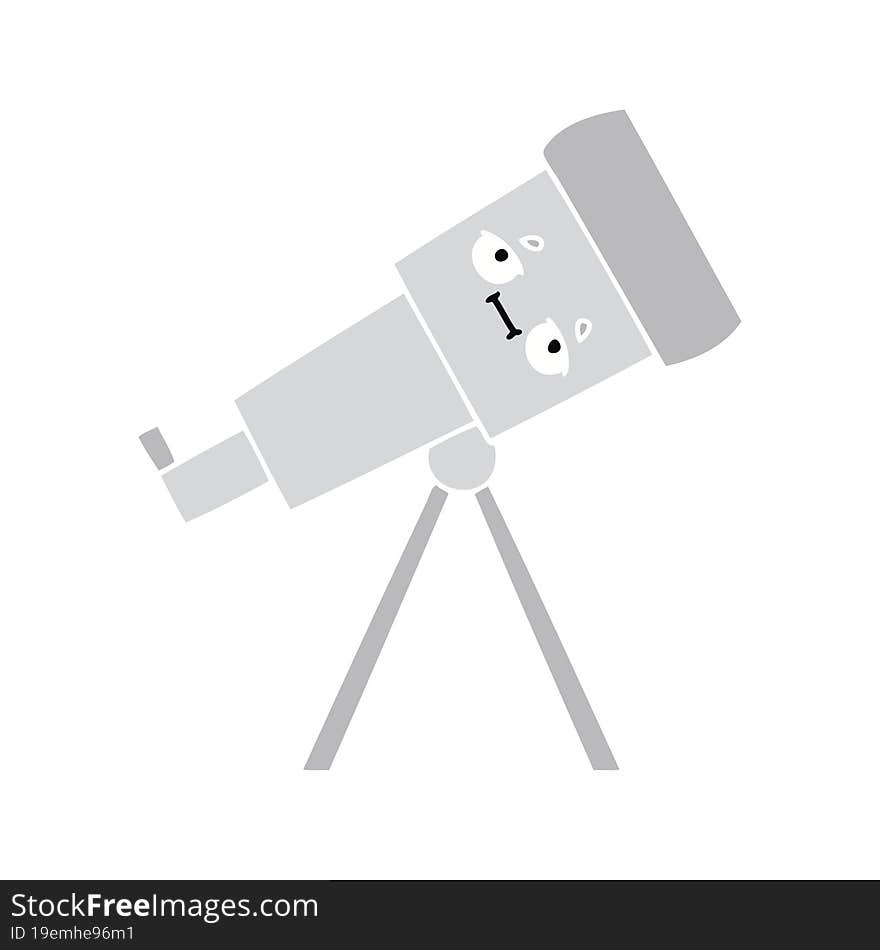 flat color retro cartoon telescope