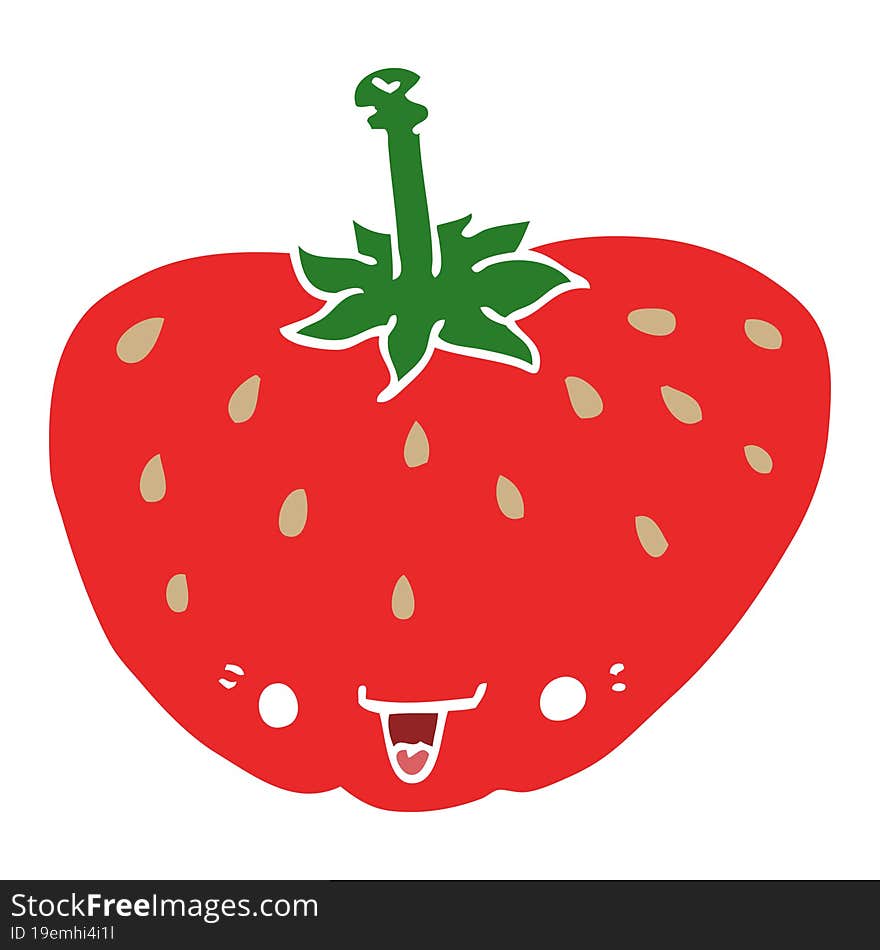 Flat Color Style Cartoon Strawberry