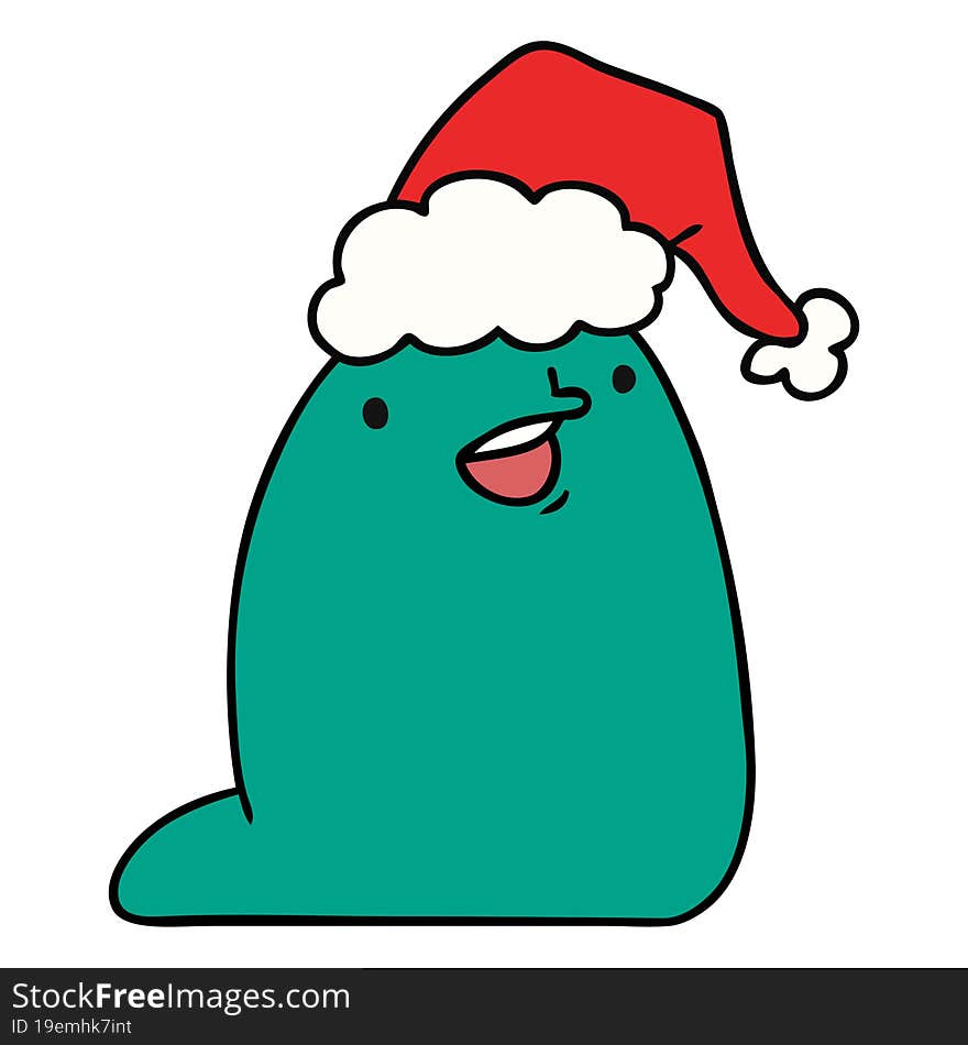 christmas cartoon of kawaii slug