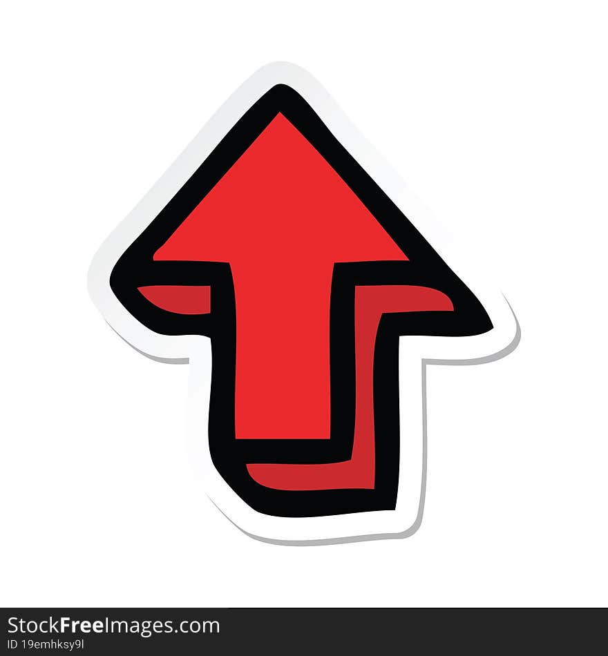 sticker of a cute cartoon pointing arrow