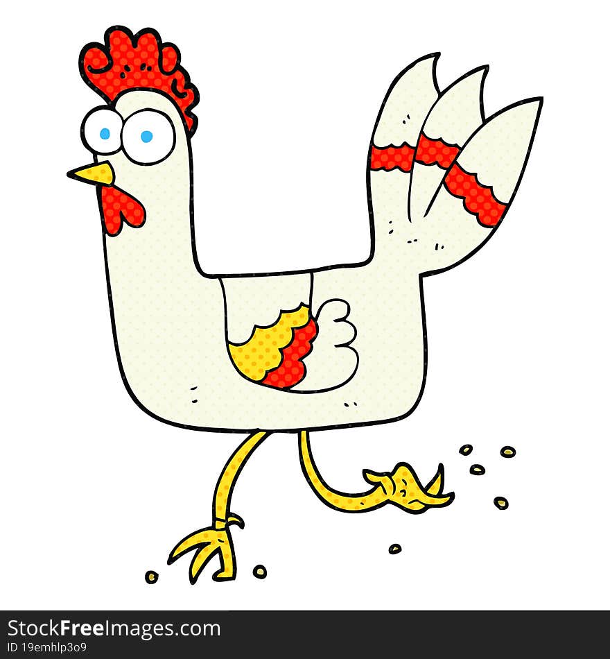 freehand drawn cartoon chicken running