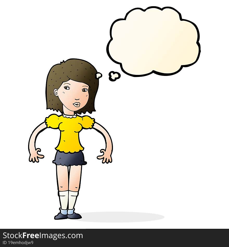 Cartoon Woman Looking Sideways With Thought Bubble