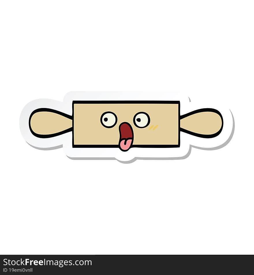 Sticker Of A Cute Cartoon Rolling Pin