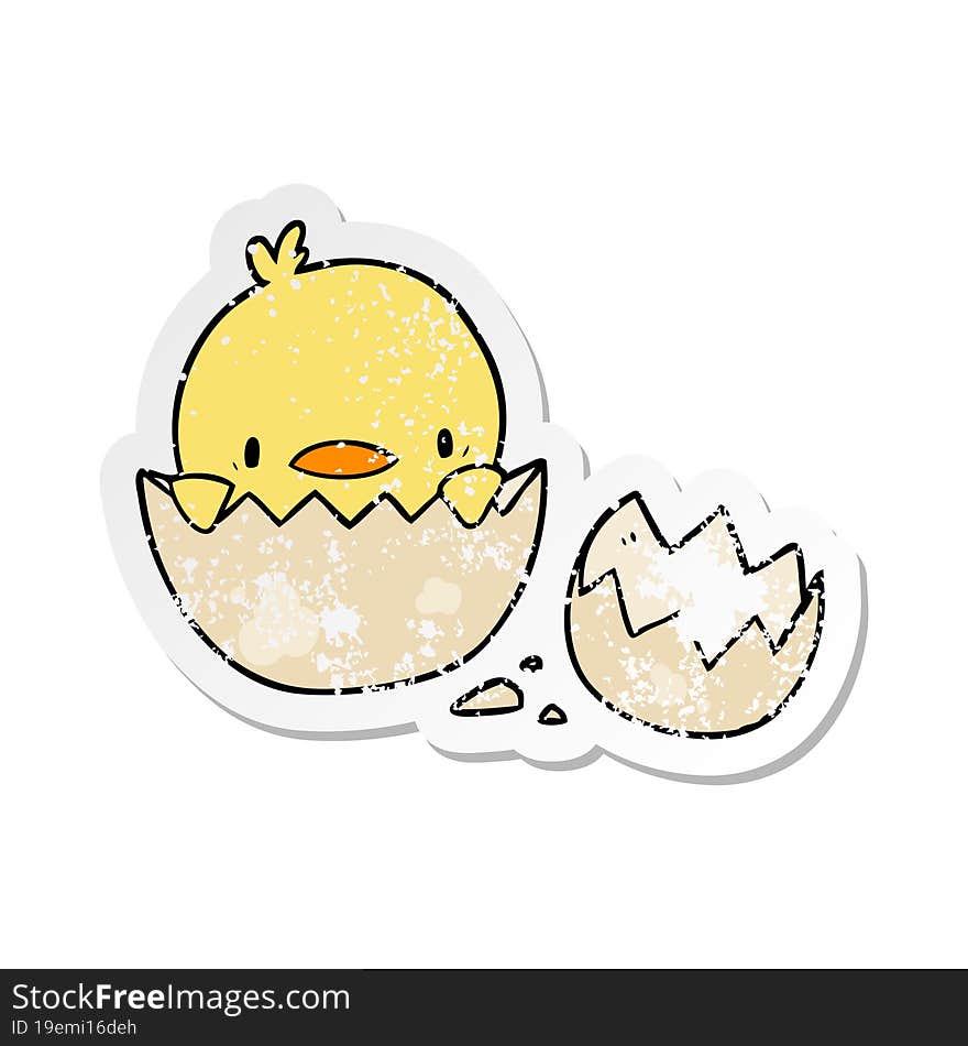 distressed sticker of a cartoon chick