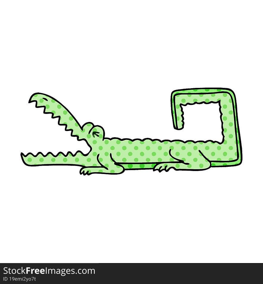 Quirky Comic Book Style Cartoon Crocodile