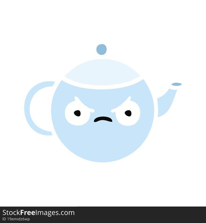 Flat Color Retro Cartoon Angry Tea Pot