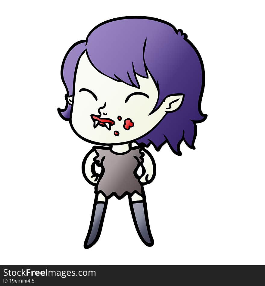 cartoon vampire girl with blood on cheek. cartoon vampire girl with blood on cheek