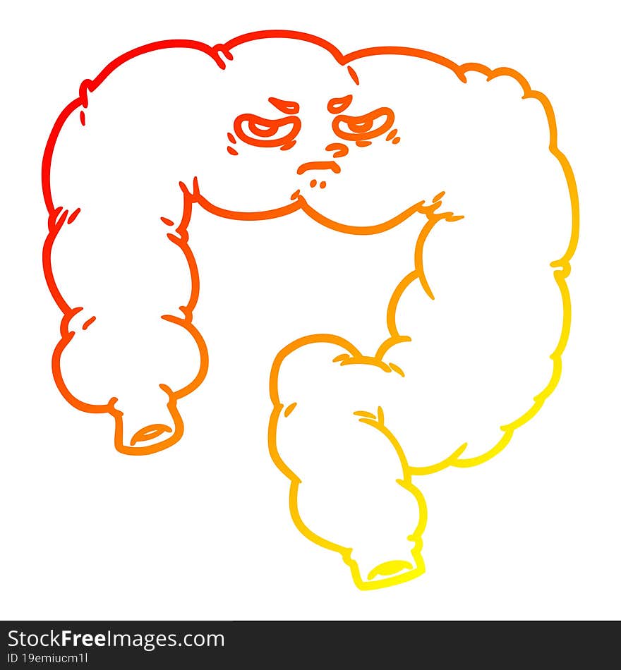 Warm Gradient Line Drawing Cartoon Angry Colon