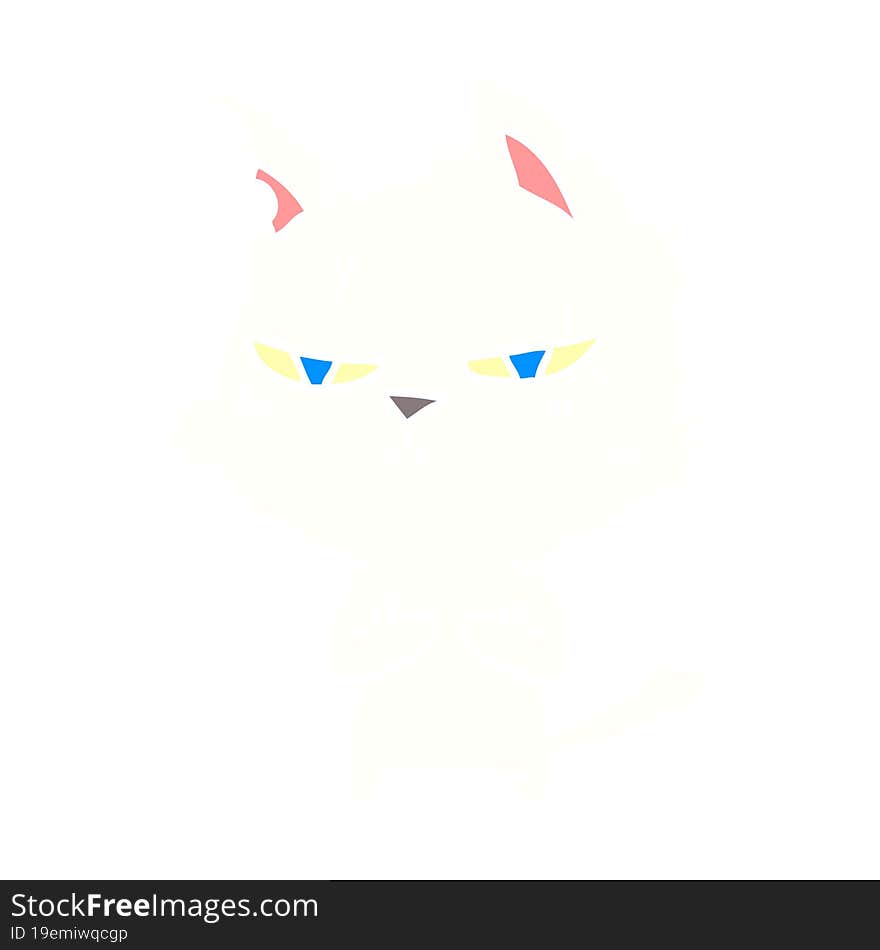 Tough Flat Color Style Cartoon Cat