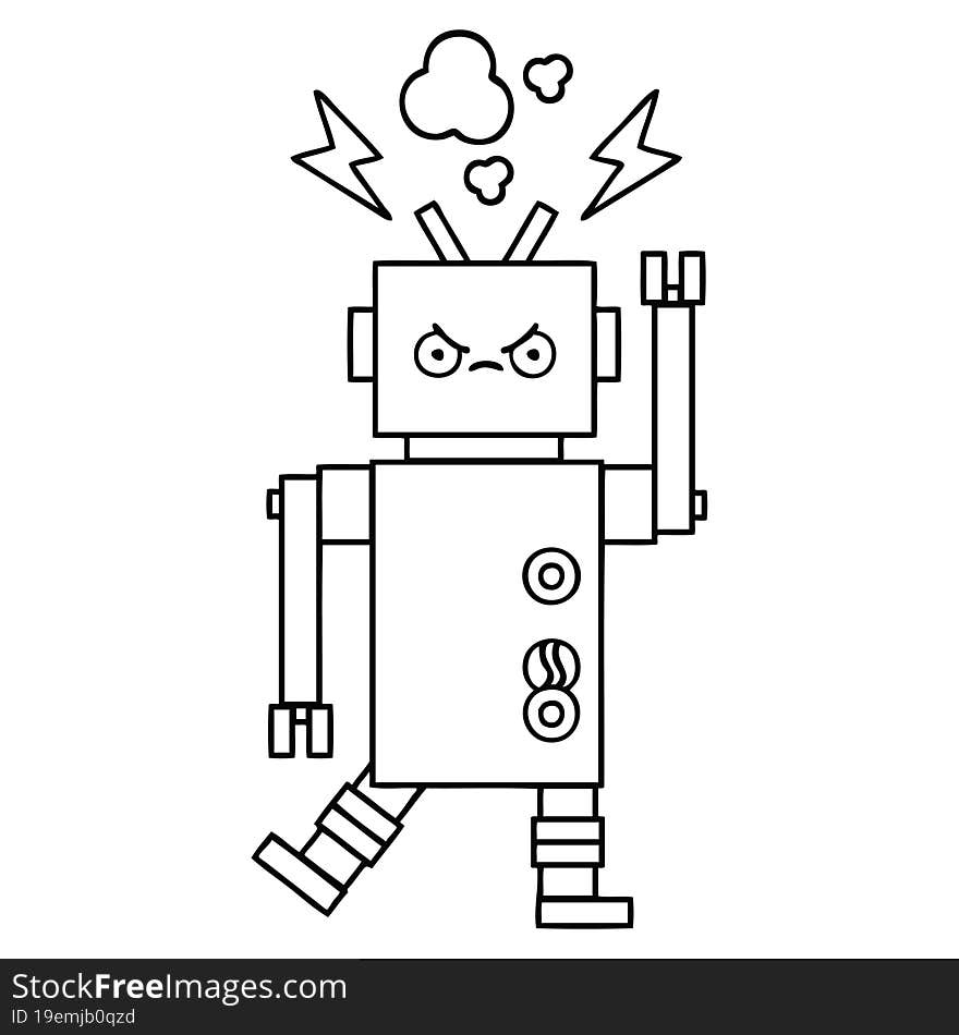 line drawing cartoon of a robot. line drawing cartoon of a robot