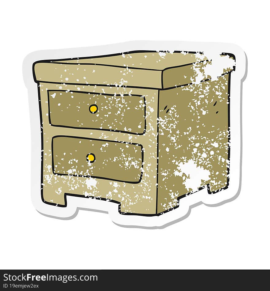 retro distressed sticker of a cartoon chest of drawers