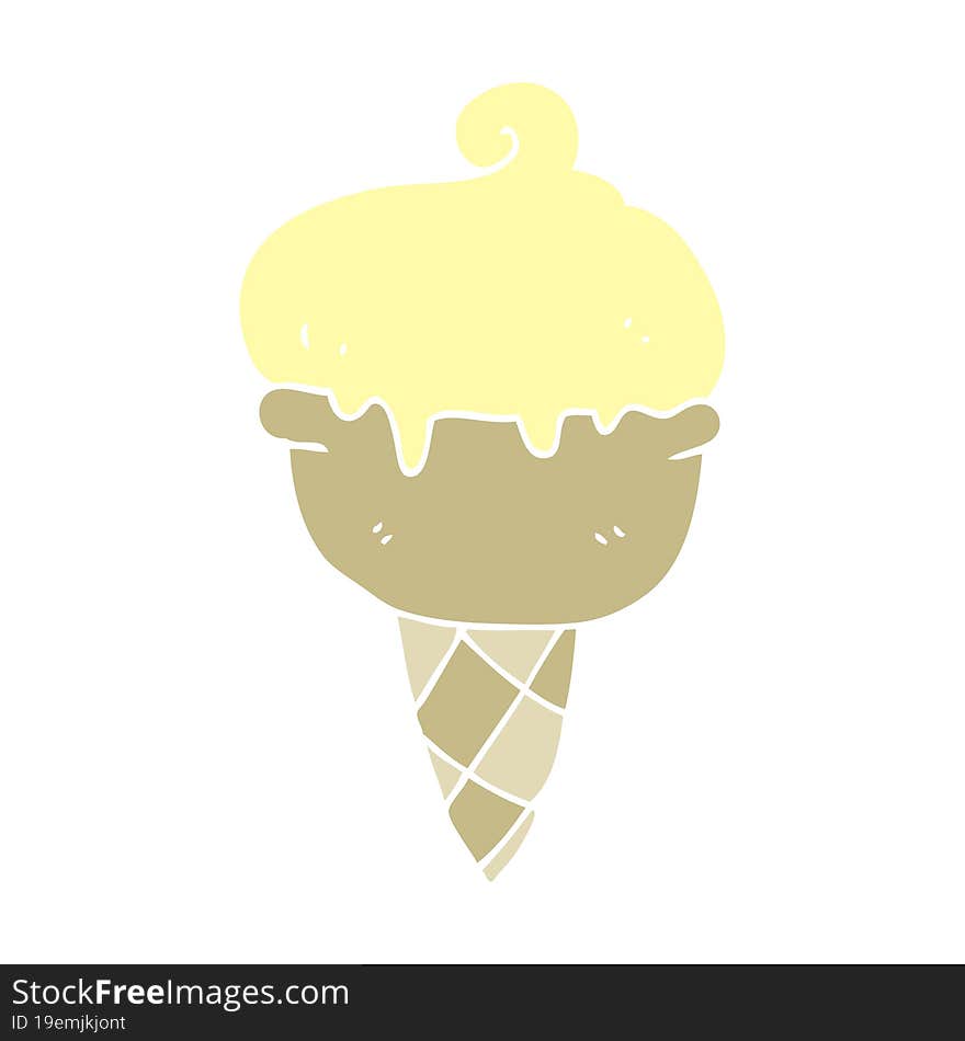 flat color illustration of a cartoon ice cream