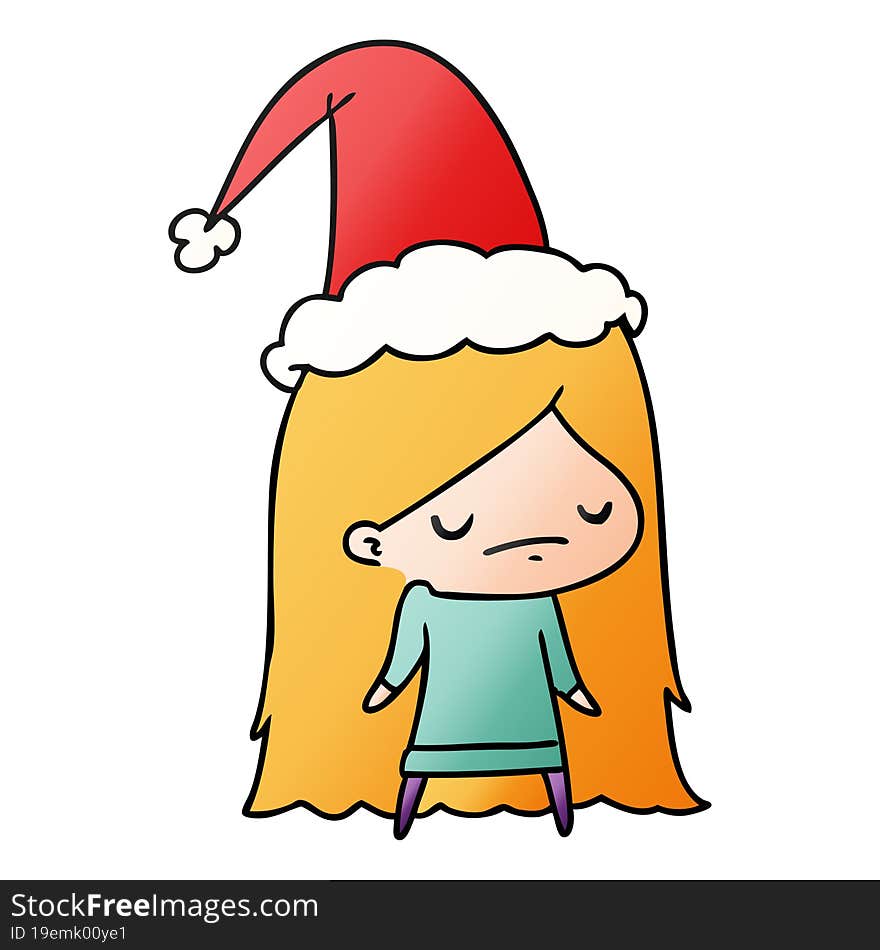 christmas gradient cartoon of kawaii girl