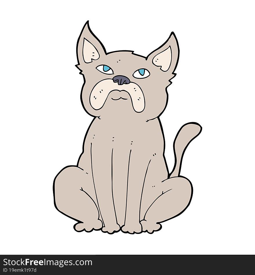 cartoon grumpy little dog