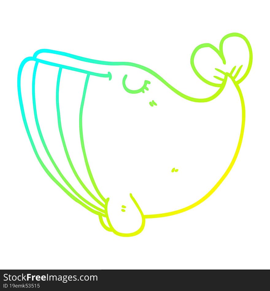 Cold Gradient Line Drawing Cartoon Whale