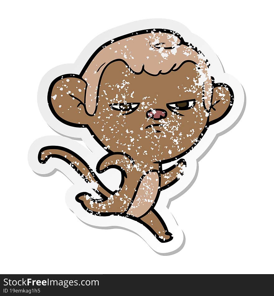 distressed sticker of a cartoon monkey