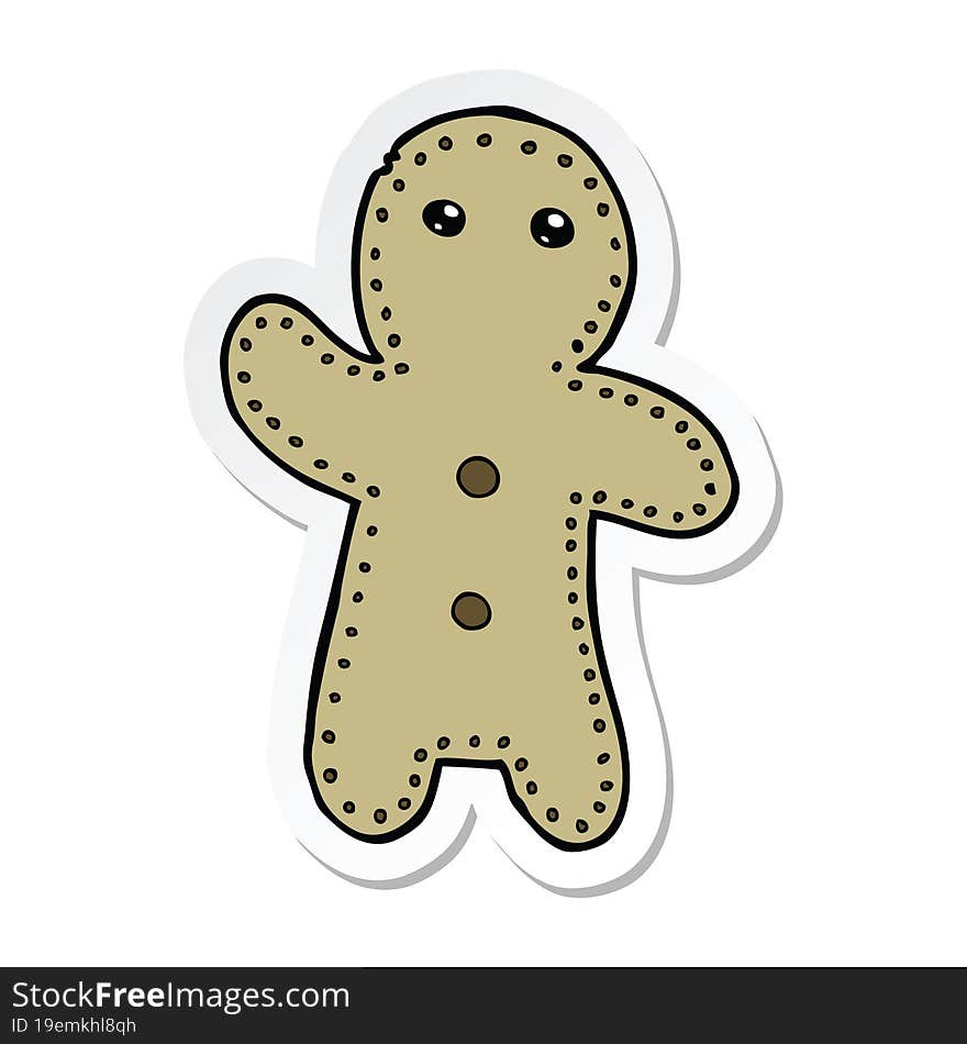 Sticker Of A Cartoon Gingerbread Man