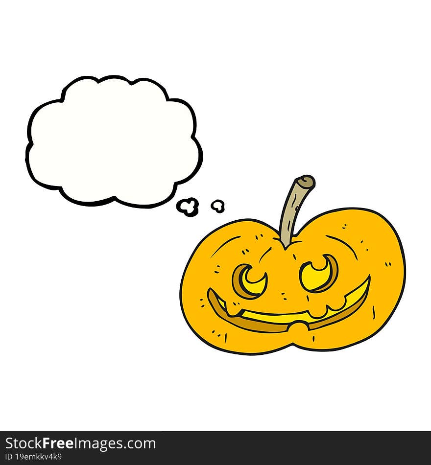 freehand drawn thought bubble cartoon halloween pumpkin