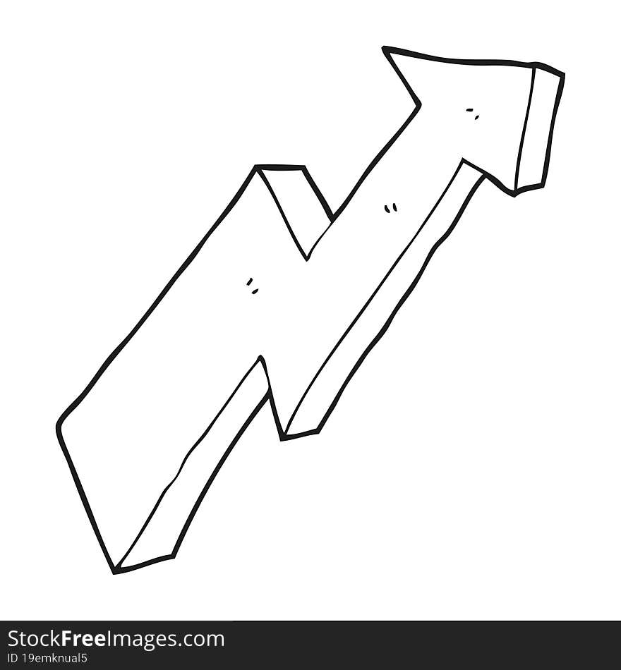 freehand drawn black and white cartoon arrow up trend