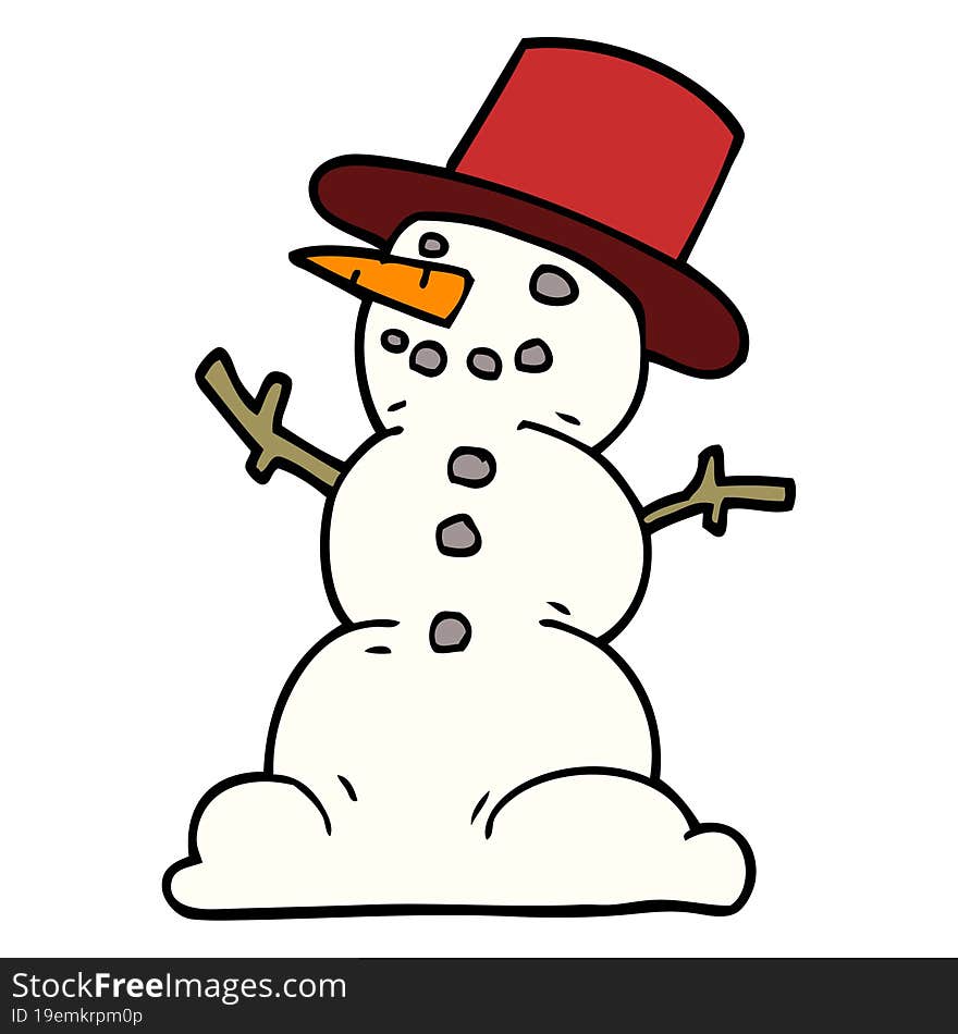 cartoon doodle snowman