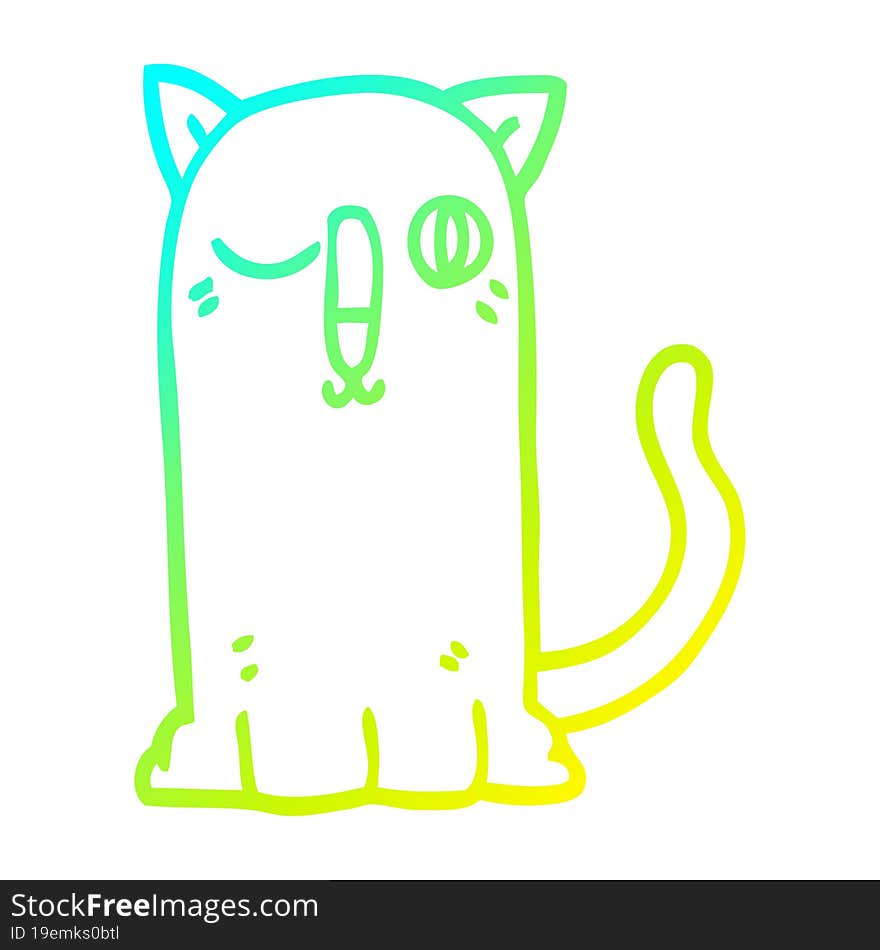 cold gradient line drawing cartoon funny cat