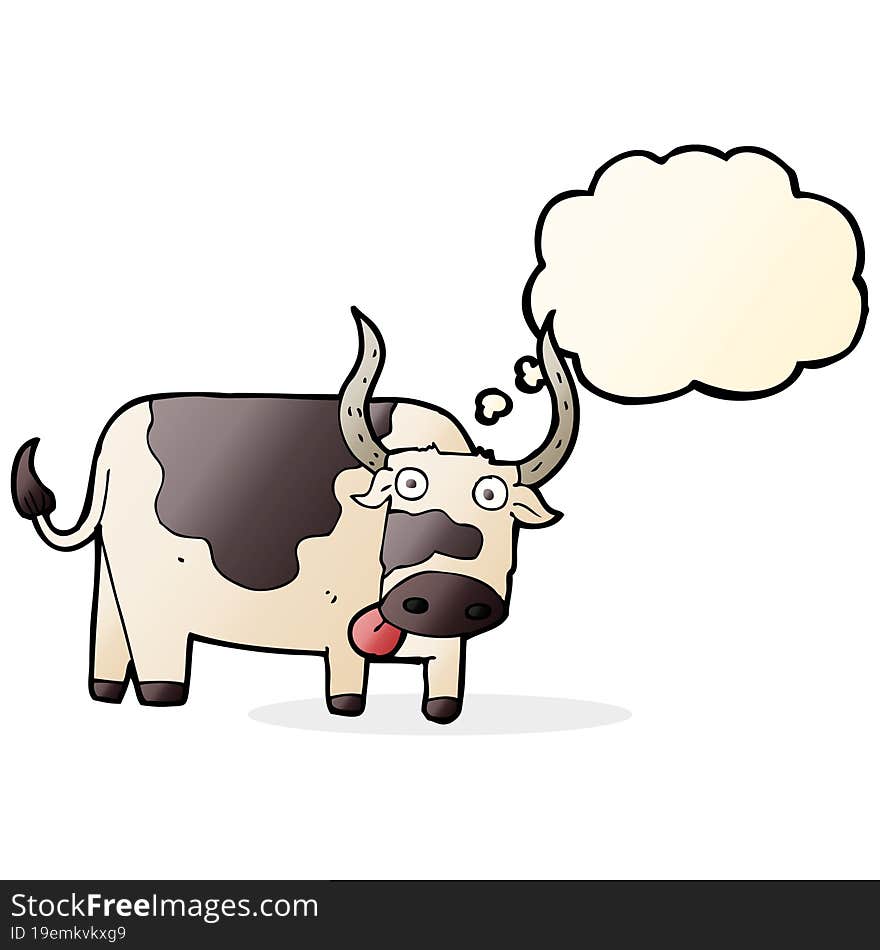 cartoon bull with thought bubble