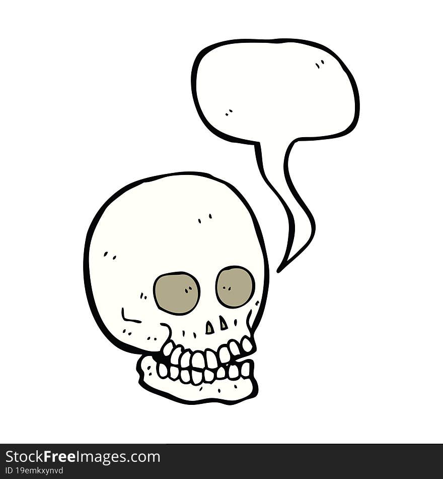 cartoon skull with speech bubble