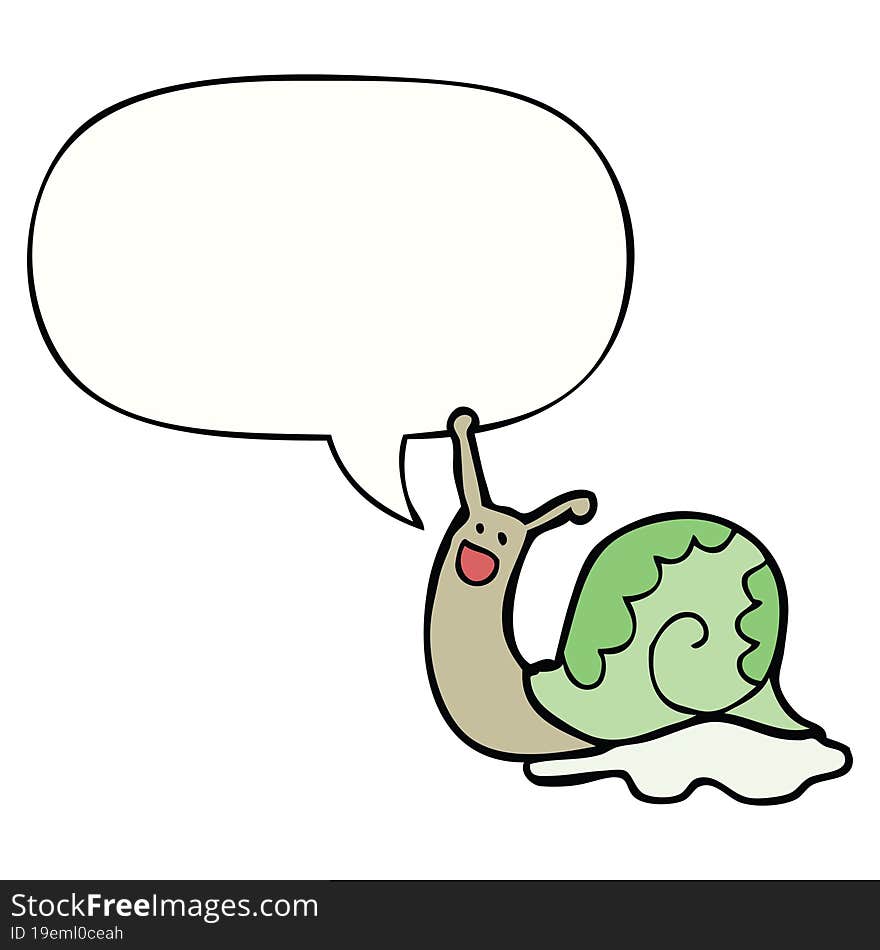 cute cartoon snail and speech bubble